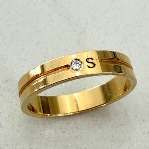 Oak and Luna STACKABLE ENGRAVED SOUL BAND RING WITH DIAMOND GOLD VERMIL S SIZE 8